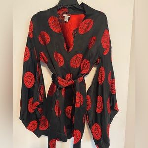 Vintage Brocade black & red Short Kimono bell sleeves GORGEOUS small medium